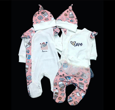 Гарний набір одягу для новонародженої дівчинки, якісний одяг для немовлят весна-літо, зріст 62 см, бавовна
