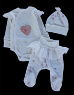 Комплект 3в1: боді з довгим рукавом, повзунки, шапочка "Полуничка", інтерлок, трикотаж рубчик ТМ "Happy ToT"