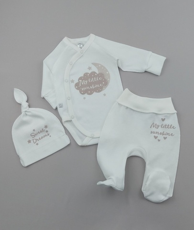 Комплект 3в1: боді з довгим рукавом, шапочка, повзуни "Sunshine", інтерлок ТМ "Mario Kids" (56 см)