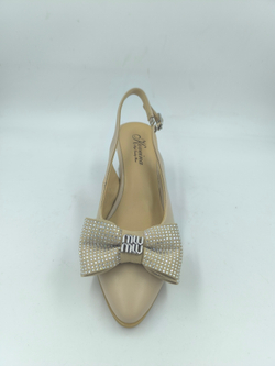 Женские туфли с открытой пяткой и бантом из искусственной кожи