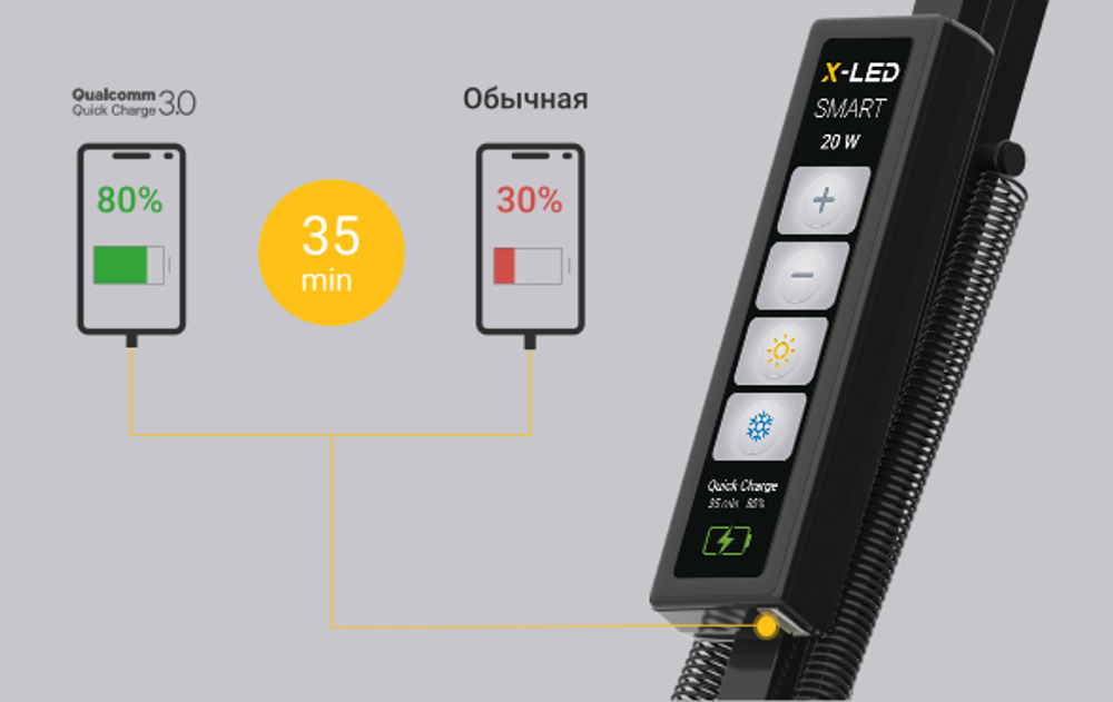 Настольная светодиодная сенсорная LED лампа c функцией работы от повербанка и регулировкой света X-LED-30 SB черная
