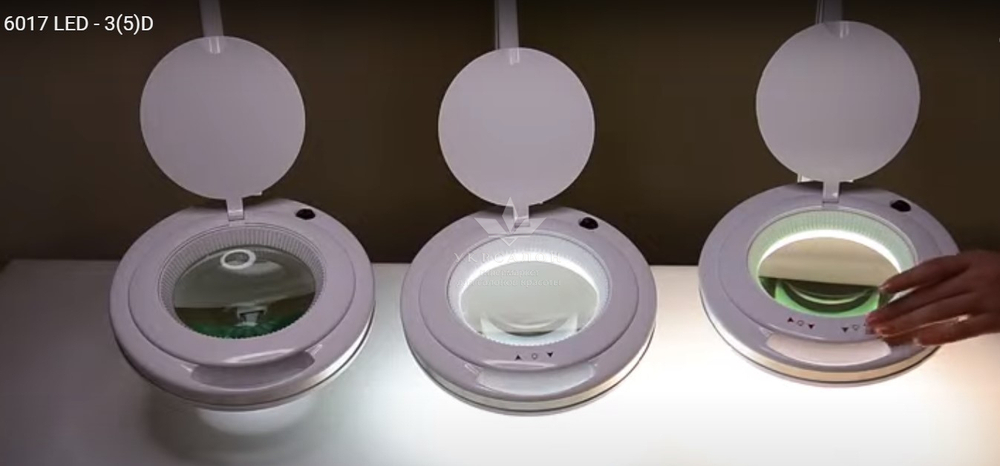 Лампа-лупа 6017H LED-3 (5) с регулировкой яркости, белый холодный и теплый свет 1-12W