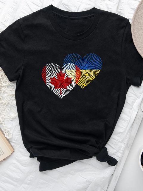 Футболка жіноча чорна Canada Ukraine Love&Live
