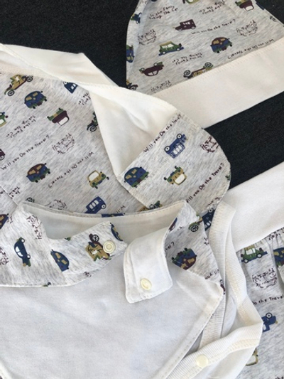 Комплект 4в1: боді з довгим рукавом, повзунки, шапочка, слюнявчик, кулір ТМ "Happy TOT"