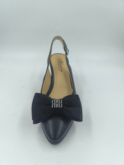 Женские туфли с открытой пяткой и бантом из искусственной кожи