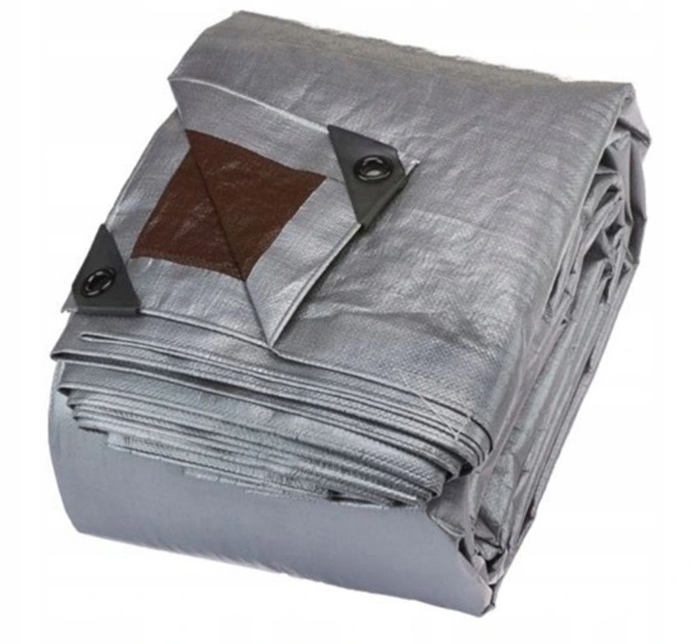 Тент 5х8 от дождя и снега 210г./м2 (серый/коричневый). Усиленные края.