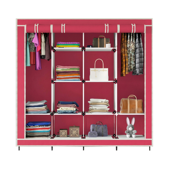 Складной мобильный универсальный каркасный шкаф для одежды Storage Wardrobe 28170 на 4 секции Рожевий (N-1)