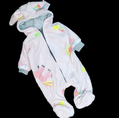 Комбінезон (ромпер) з капюшоном "Єдиноріжки", велсофт, бавовна ТМ "P4"