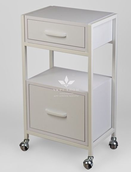 Візок із двома ящиками ЛДСП із білим каркасом