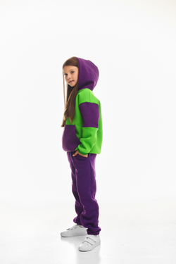 Дитячий спортивний утеплений костюм Kindamor Active Heat Purple/Green, фліс для дівчинки