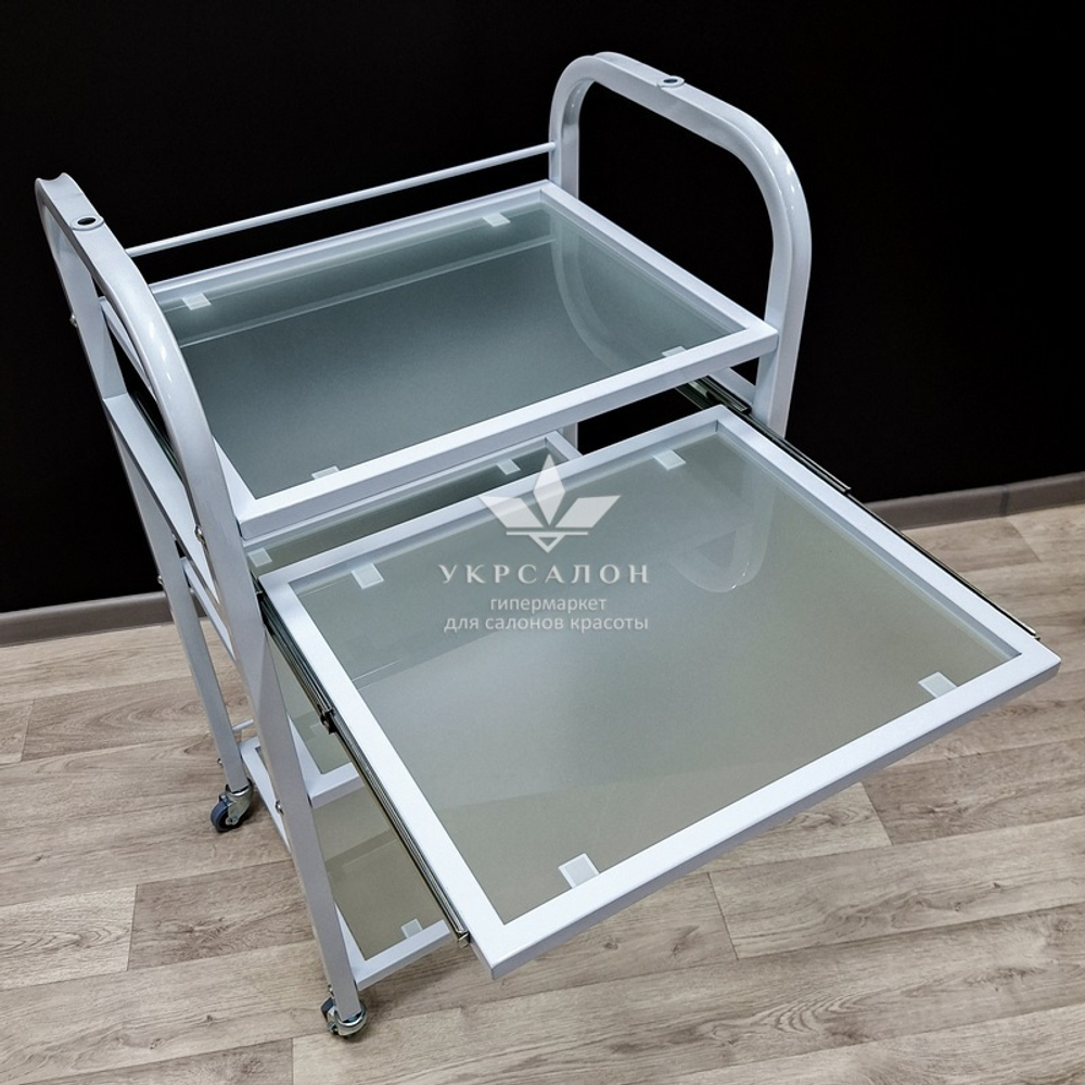 Косметологическая тележка стекло R-4v white