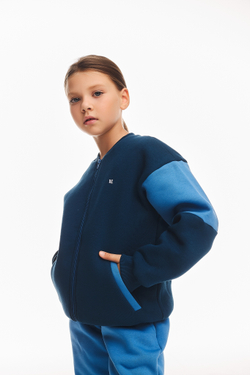 Дитячий спортивний утеплений костюм Kindamor Little Explorer Blue/Dark Blue, фліс, на змійці, для дівчинки