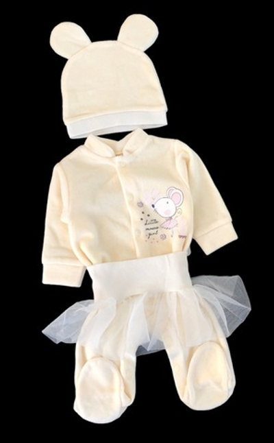Комплект 3в1: чоловічок, шапочка, спідничка "Мишка-балерина", велюр, фатин ТМ "Happy TOT"