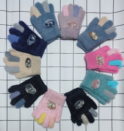 Рукавички (перчатки) "Пухнастик", пряжа мінк (4-6 років)0