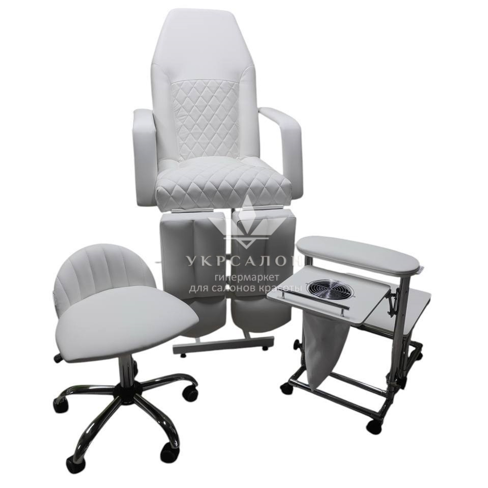 Педикюрное кресло с подставкой и вытяжкой Tertio, клином и стульчиком