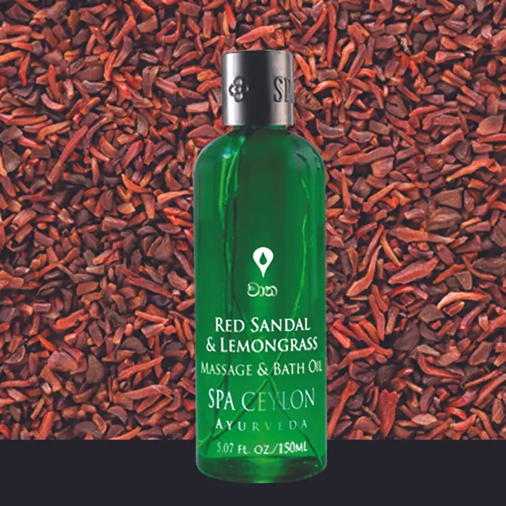 Олія для масажу та прийняття ванни червоний сандал та лемонграс 150 мл, spa ceylon