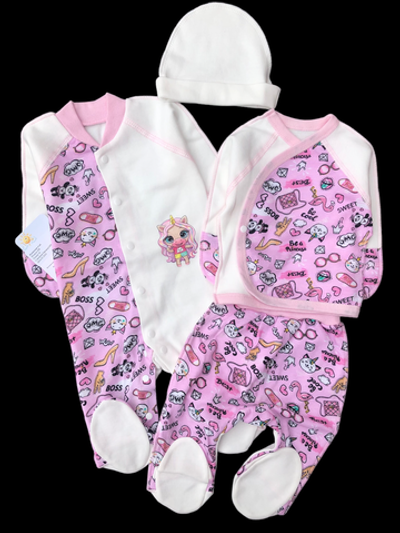 Комплект 4в1: чоловічок, сорочечка, повзунки та шапочка "Принт", інтерлок ТМ "Happy ТОТ" (56 см)