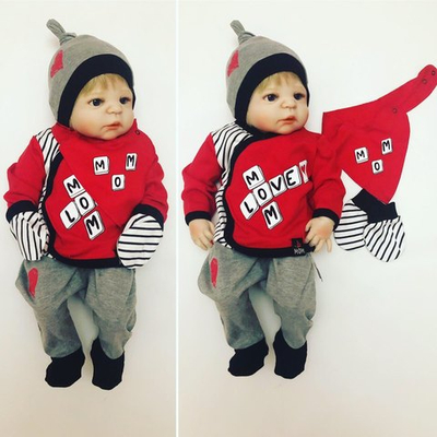 Комплект 5в1: сорочечка, повзунки, слюнявчик, шапочка, царапки "Я люблю маму і тата", бавовна (56 см)