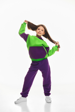Дитячий спортивний утеплений костюм Kindamor Active Heat Purple/Green, фліс для дівчинки