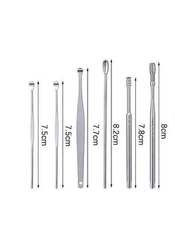 Набор инструментов (6шт) для чистки ушей из медицинской нержавеющей стали (коричневый)