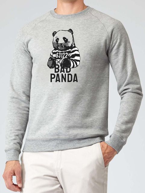 Світшот чоловічий сірий Bad Panda Love&Live