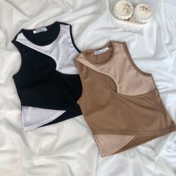 Комбінований топ з вирізом