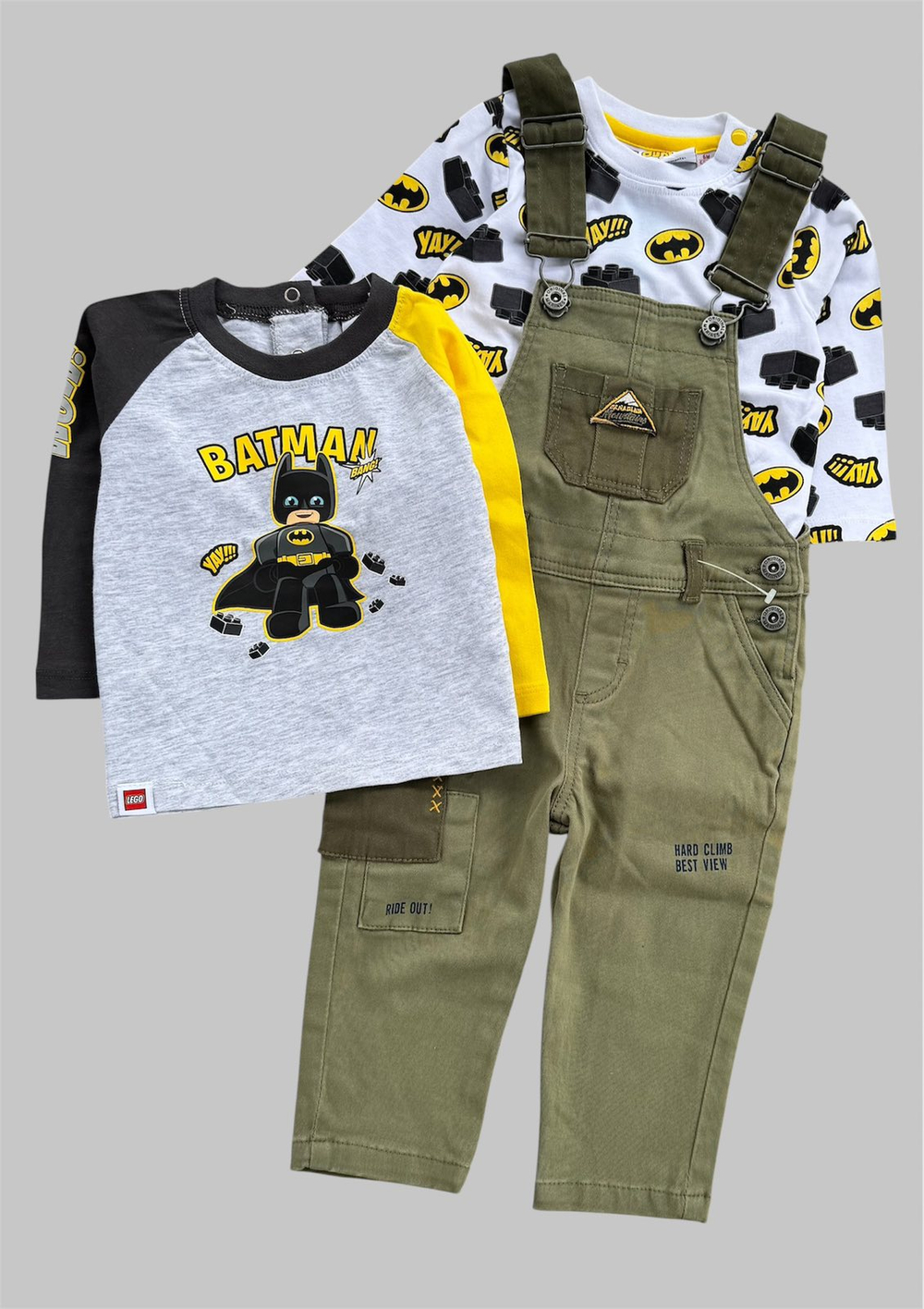 Стильний набір одягу для хлопчика "Batman": курточка + комбінезон + реглани, розмір 68