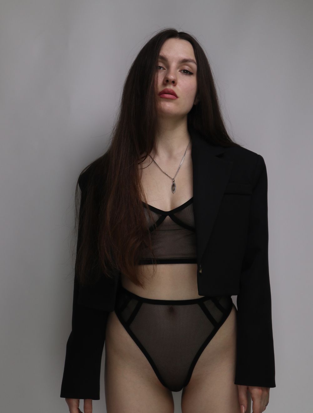 Прозорий комплект з імітацією корсета