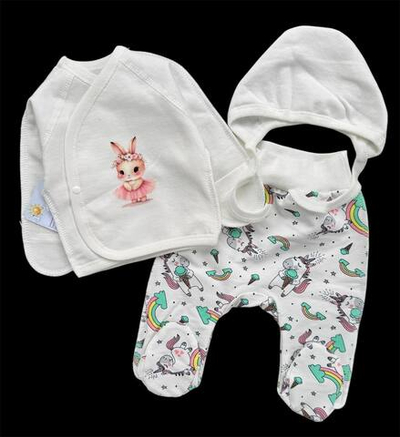 Комплект 3в1: льоля, повзунки, шапочка "Зайченя", футер ТМ “Happy ТОТ” (56 см)