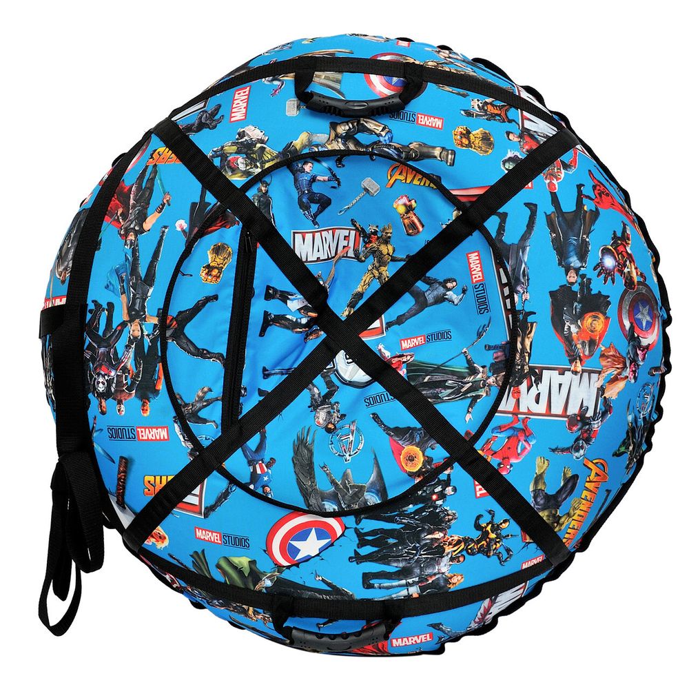 Надувные санки-ватрушки  для катания с горки "Марвел blue" диаметр 100 см. (Оксфорд, ПВХ)