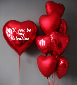 Кульки з гелієм червоні сердечки Be my Valentine
