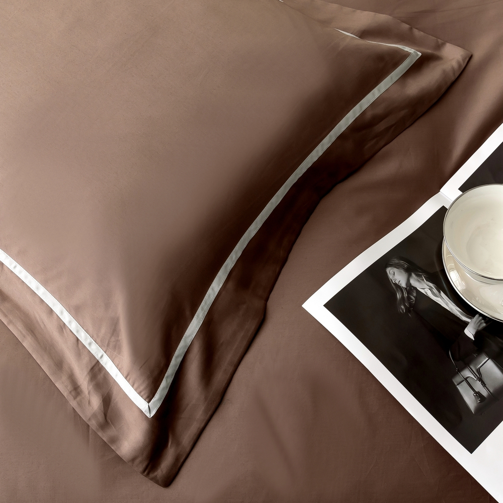 Комплект постельного белья Однотонный Сатин Премиум широкий кант OCPK030