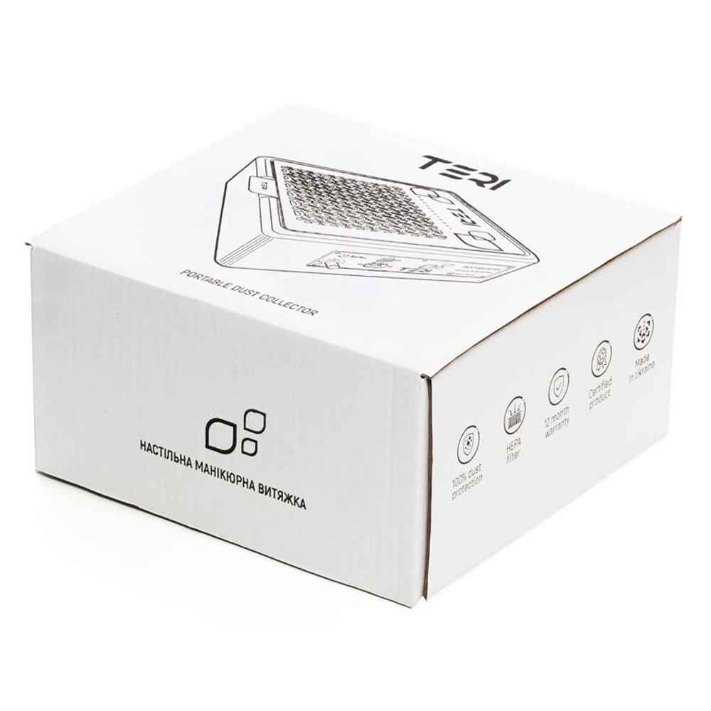 Настольная маникюрная вытяжка с HEPA фильтром Teri 800, цвет черный (сетка черная)