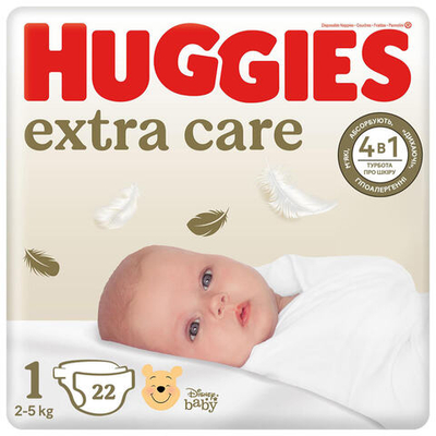 Підгузки "Huggies Extra Care" 1 (2-5 кг), 22 шт.