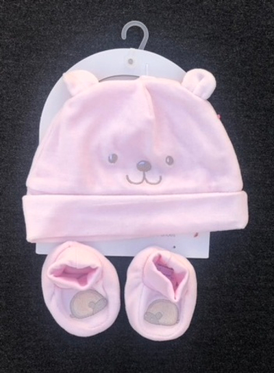 Комплект 3в1: шапочка, пінетки "Хомка", велюр, бавовна ТМ "OVS" (3 міс, 40 см)