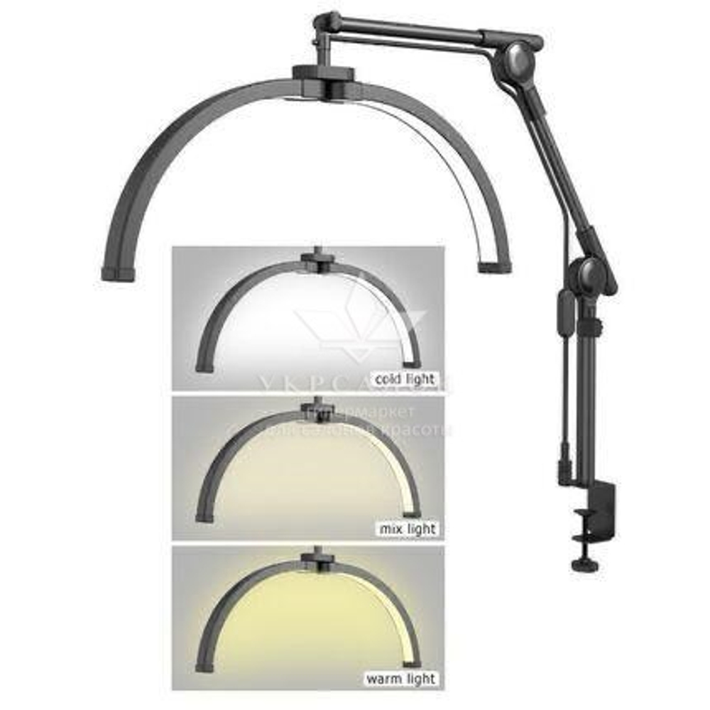 Настольная бестеневая лампа F-550B с креплением на струбцине, 32 Вт, черная