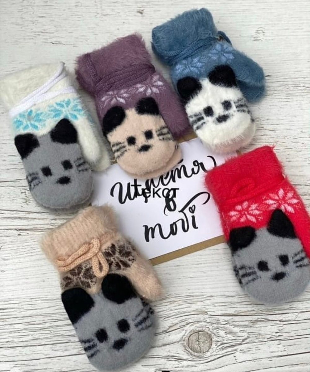 Рукавиці "Котики", акріл