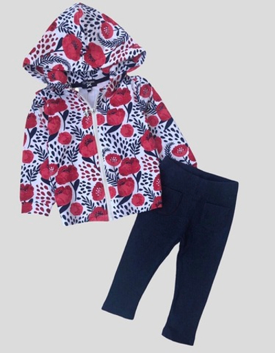 Набір одягу для дівчинки: кофта, лосіни "Маківка", двунитка, 74 розмір