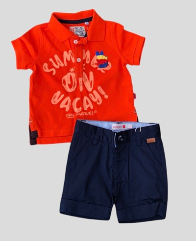 Костюм 2в1: шорти, футболка-поло "Summer", бавовна, котон ТМ "Original Marines", "Boboli" (68 см)