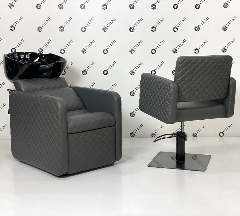 Комплект парикмахерской мебели Polo Premium Lux Black на квадрате