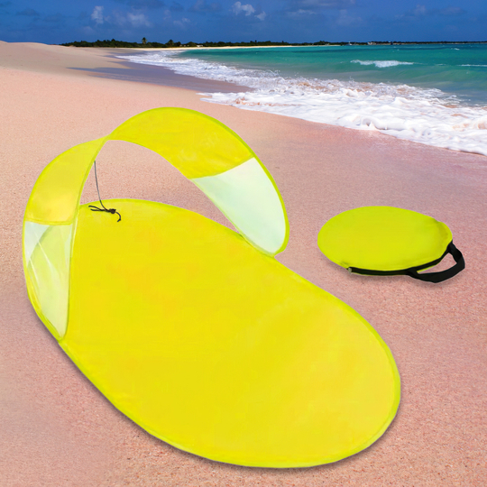 Підстилка від сонця (килимок на море) пляжна з козирком 150см х 80см х 50см жовтий (212)