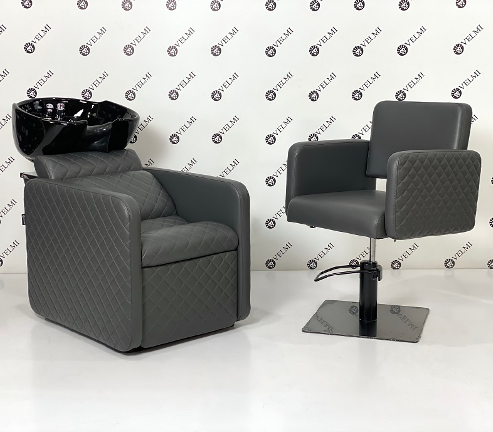 Комплект парикмахерской мебели Polo Premium Lux Black на квадрате