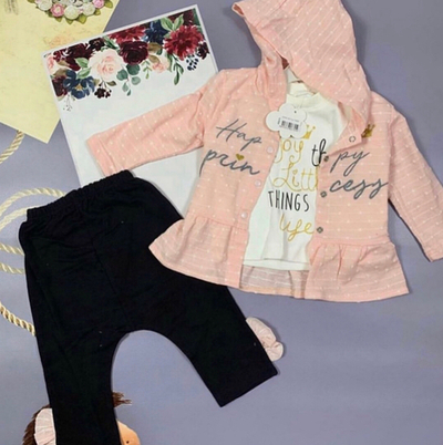 Костюм 3в1: кофта, штани, реглан "Happy Princess", двунитка, бавовнаТМ "Buude"