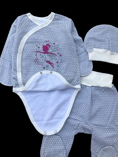 Комплект 3в1: боді з довгим рукавом, шапочка, повзуни “Фея”, футер ТМ “Sweet Mario” (62 см)