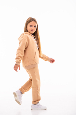 Дитячий спортивний утеплений костюм Kindamor Warm Autumn Beige для дівчинки, фліс бежевий