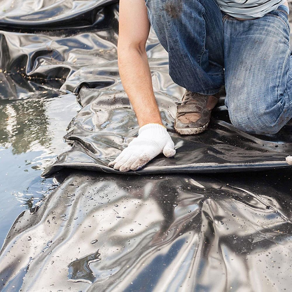 Плёнка чёрная, 180мкм, 6м/50м. полиэтиленовая для мульчирования, строительная, под бетон.