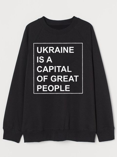 Свитшот женский черный Ukraine is a capital of great people Love&Live фото 1