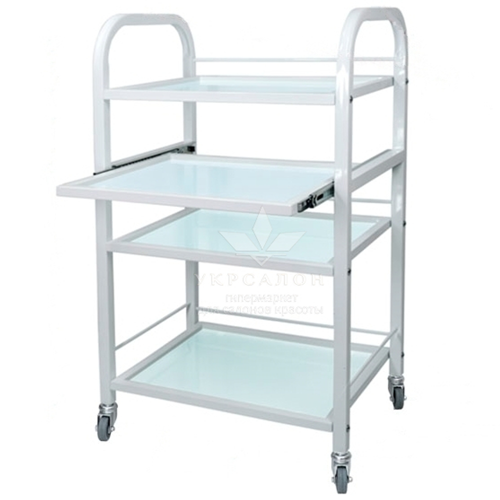 Косметологическая тележка стекло R-4v white