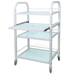 Косметологическая тележка стекло R-4v white