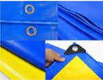 Тент 6х8м. Желто-синий. "Патриот". Плотность 90г\м2. От дождя, снега для тени. Усиленный край